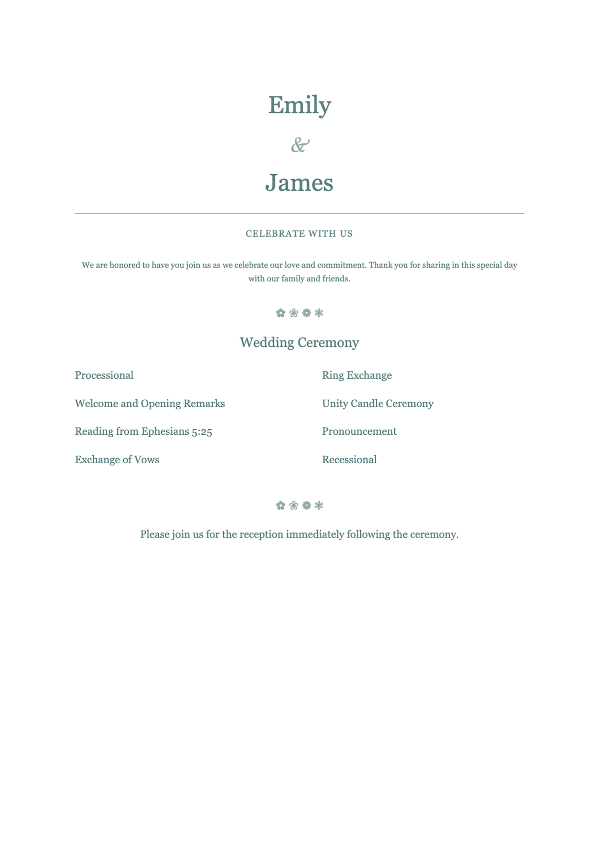 Elegant wedding ceremony program with dark border and script monogram_variant_3